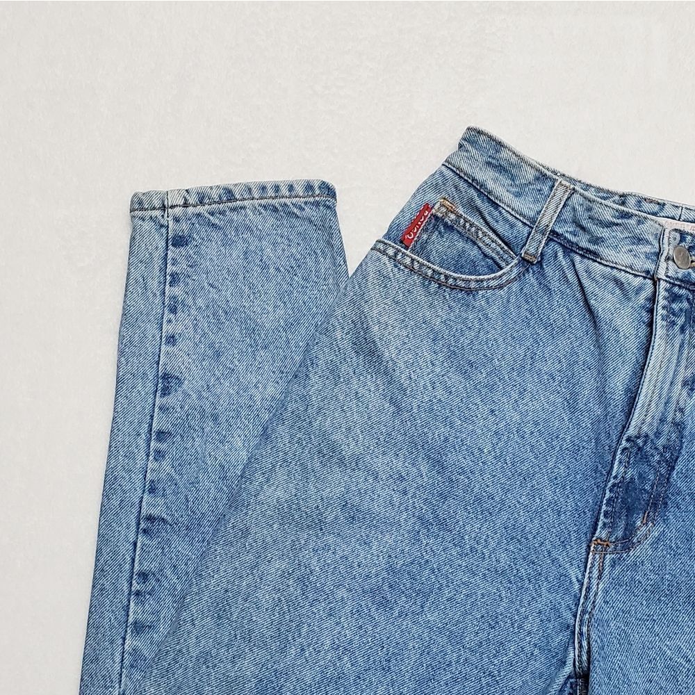 VINTAGE 1980s Bongo Light Stone Wash High Waisted Slim Tapered Skinny Leg Jeans - Picture 8 of 16